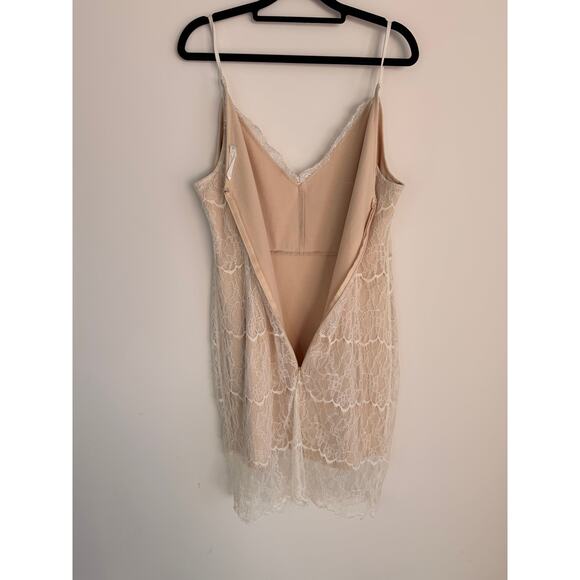 Lush Ivory Lace Slip Dress Open Back V-Neck Sleeveless Size Large - Picture 5 of 8